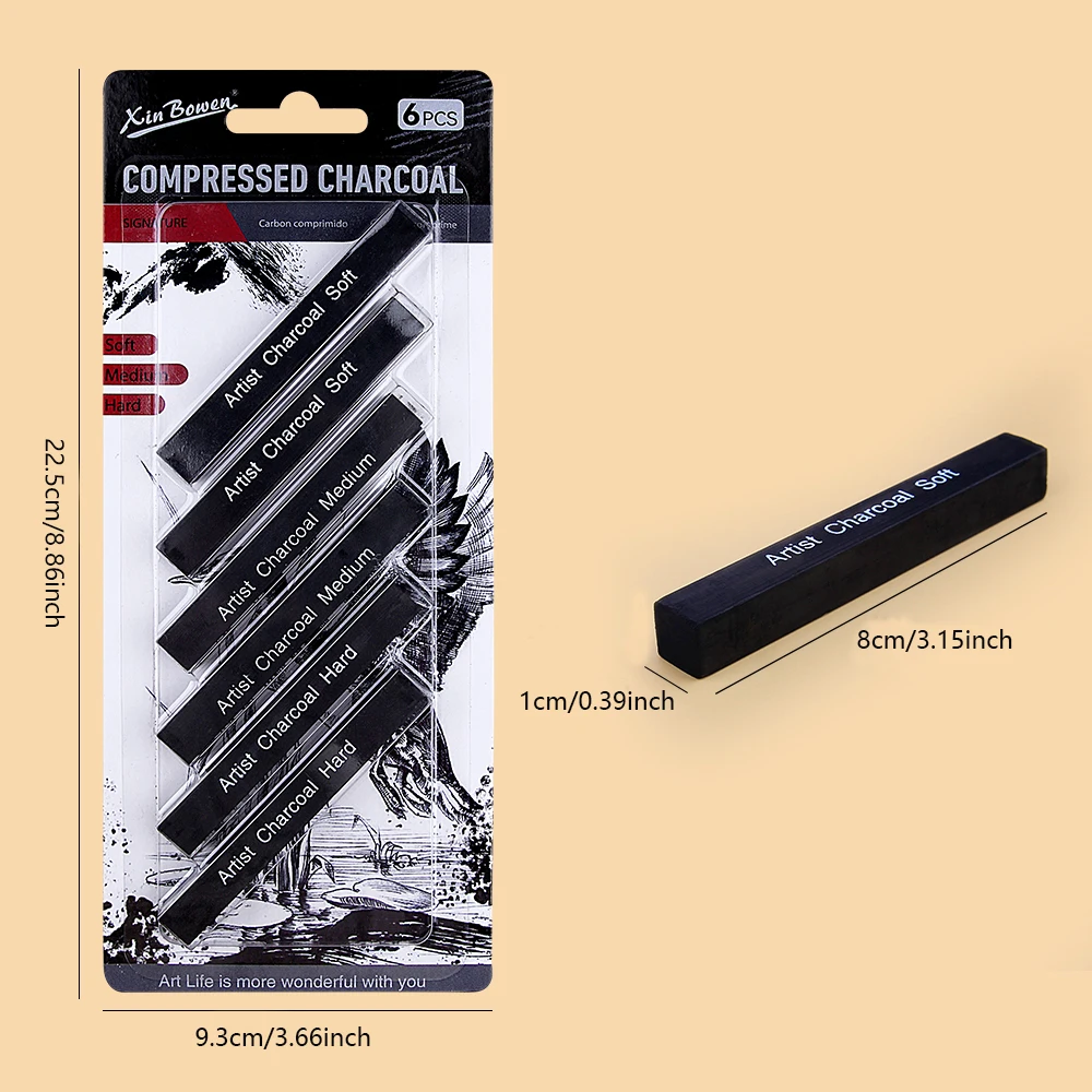 Sketching Charcoal Set - 6 sztuk zestaw sztabek węglowych do