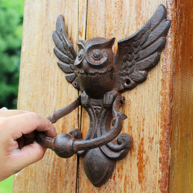 Art Craft Door - Rustykalna sowa żeliwna kołatka akcenty Farmhouse