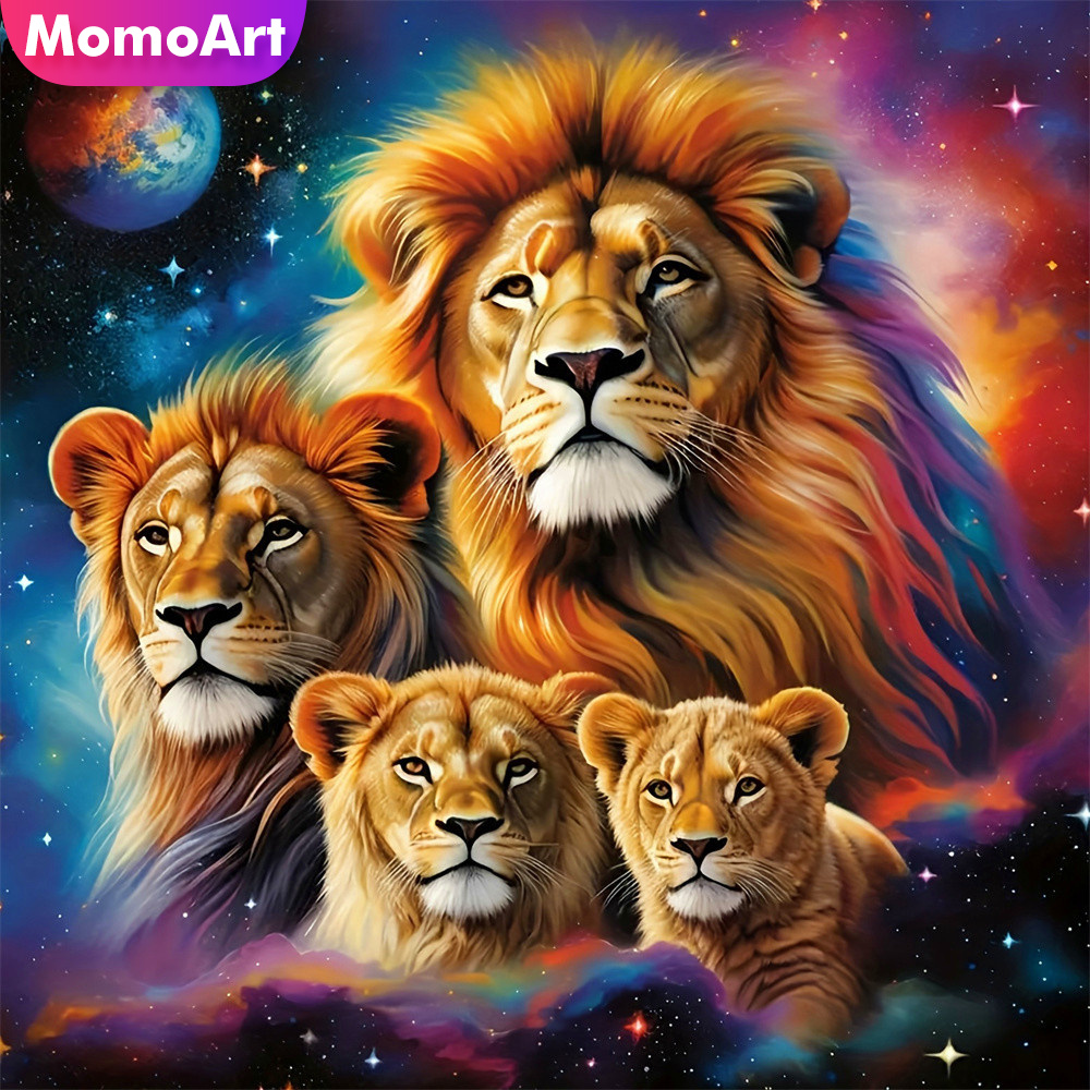 Art Craft Lion - Momoart Diamentowe Malowanie Lwy Zwierzęta Obraz