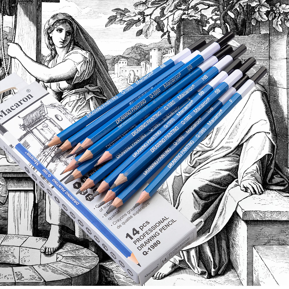 Sketching Charcoal Set - 14 szt. Profesjonalny zestaw ołówków węglowych