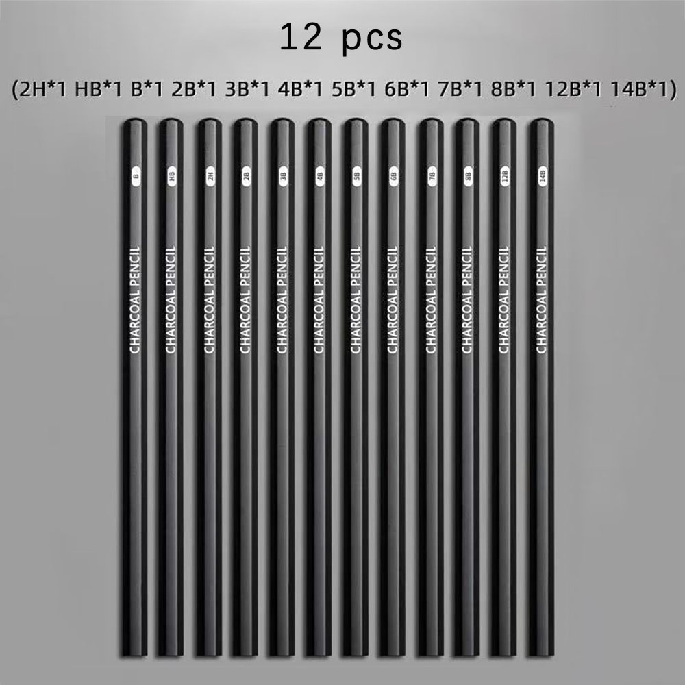 Sketching Charcoal Set - 12 sztuk ołówków do szkicowania dla