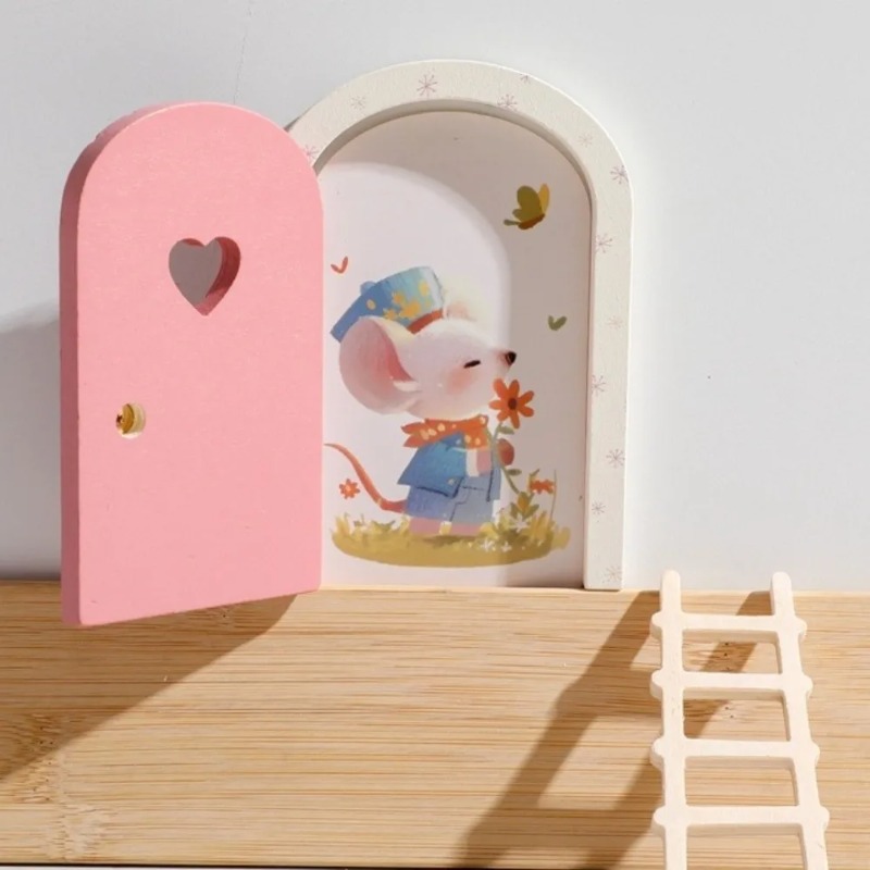 Art Craft Door - Świecące drzwiczki elfów, mini drewniana myszka,