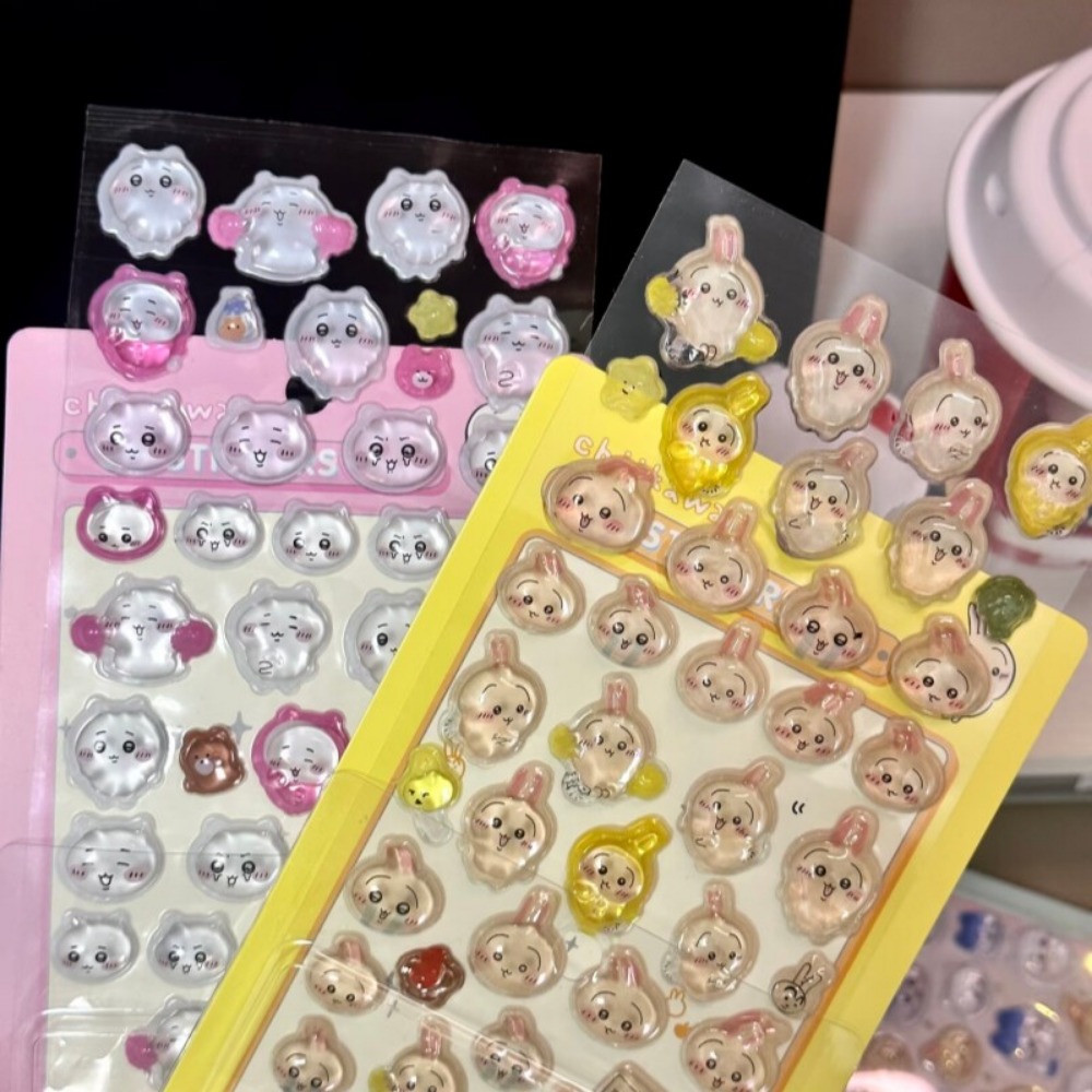 Art Craft Stationery - Urocze naklejki 3D Chiikawa z kryształkami,