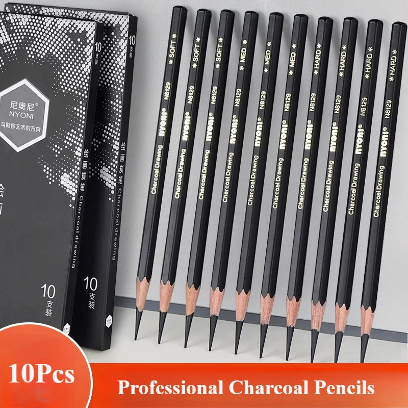 Sketching Charcoal Set - Profesjonalny zestaw ołówków węglowych - 10